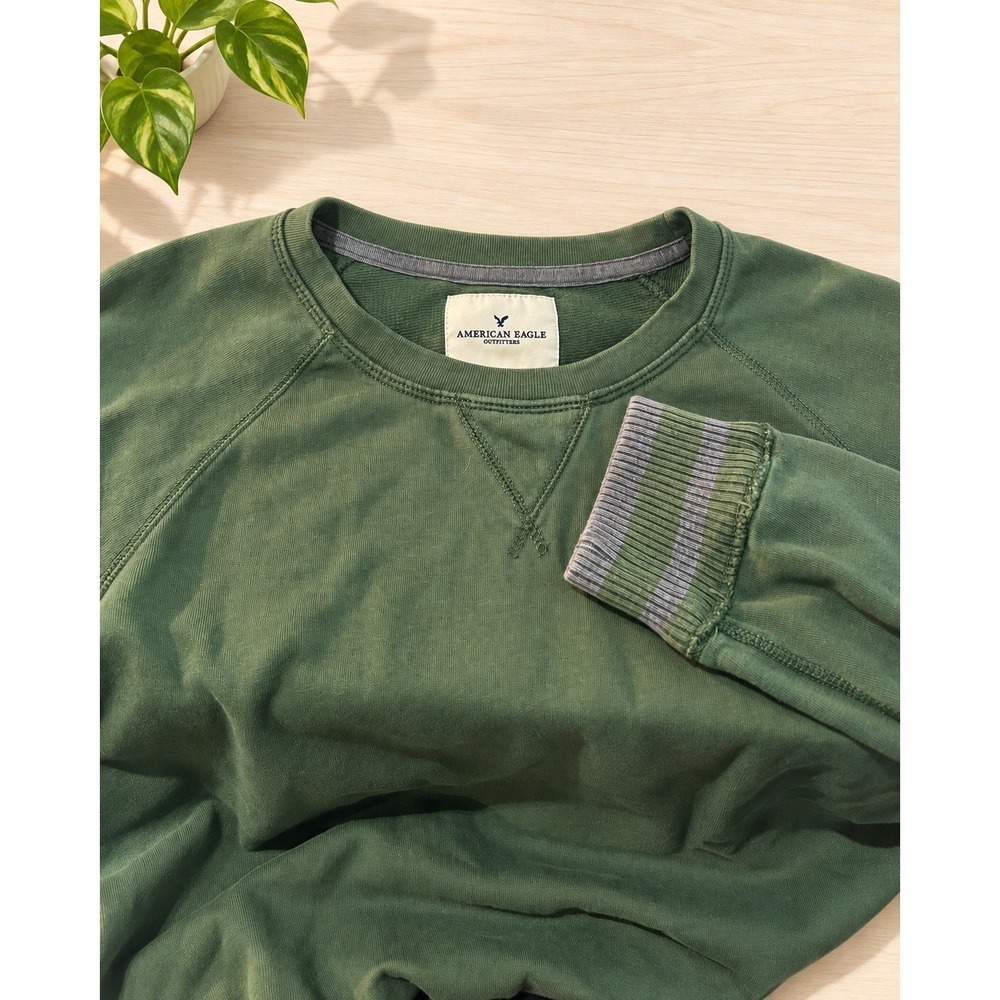 Vintage American Eagle Outfitters XXL Forest Green Ribbed Stripe Sweater Unisex